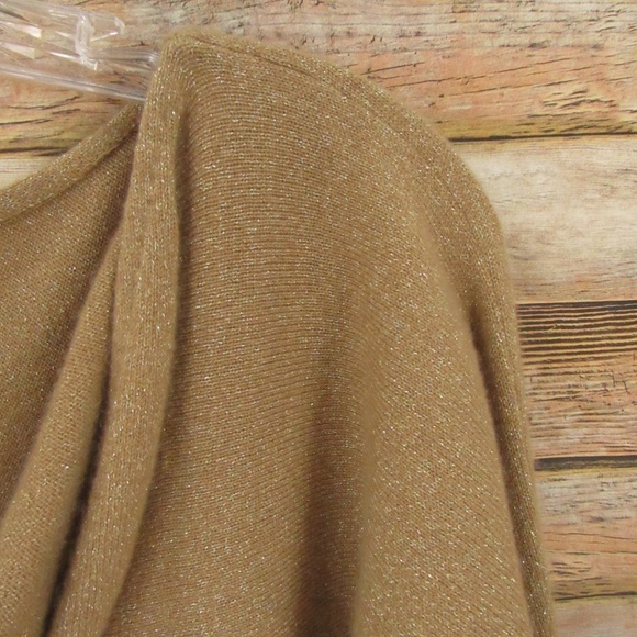 Ann Taylor Gold Metallic 3/4 Sleeve Part Cashmere Sweater Women's M - Picture 6 of 13